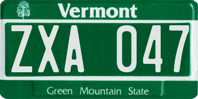 VT license plate ZXA047