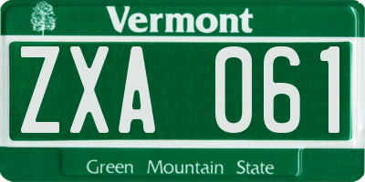 VT license plate ZXA061