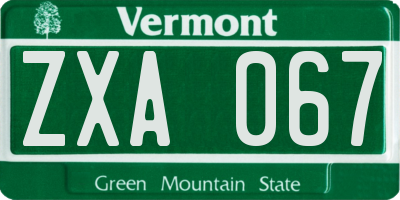 VT license plate ZXA067