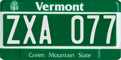 VT license plate ZXA077