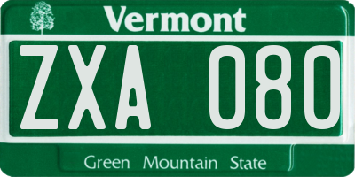 VT license plate ZXA080