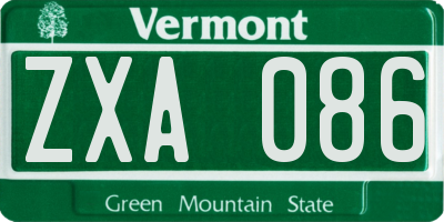VT license plate ZXA086