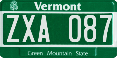 VT license plate ZXA087