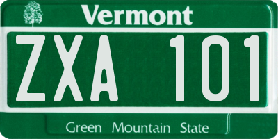 VT license plate ZXA101