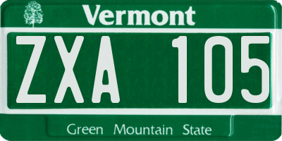 VT license plate ZXA105