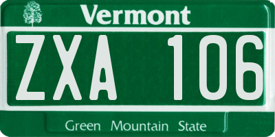 VT license plate ZXA106