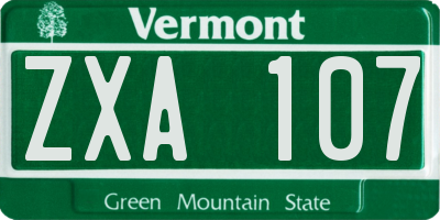 VT license plate ZXA107