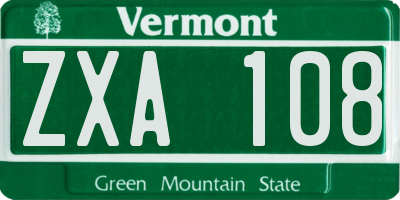 VT license plate ZXA108