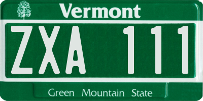 VT license plate ZXA111