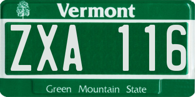VT license plate ZXA116