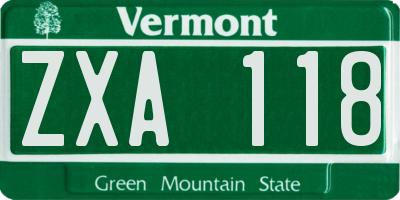 VT license plate ZXA118