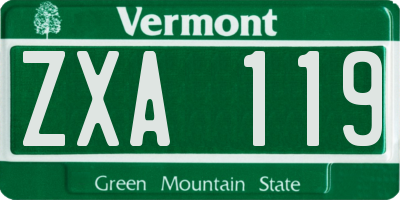 VT license plate ZXA119