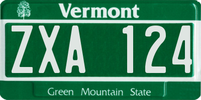 VT license plate ZXA124