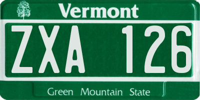 VT license plate ZXA126