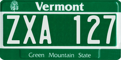 VT license plate ZXA127