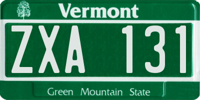 VT license plate ZXA131