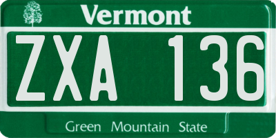 VT license plate ZXA136