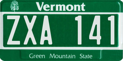 VT license plate ZXA141