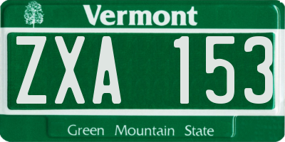 VT license plate ZXA153