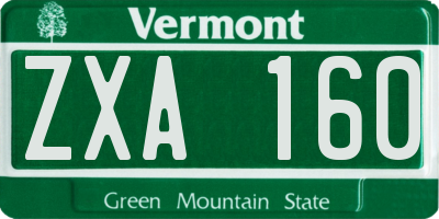 VT license plate ZXA160