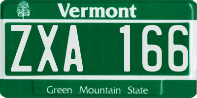VT license plate ZXA166