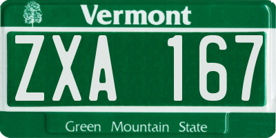 VT license plate ZXA167
