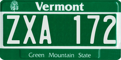 VT license plate ZXA172