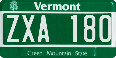 VT license plate ZXA180
