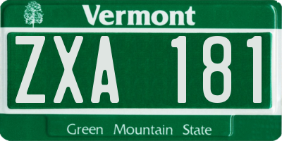 VT license plate ZXA181