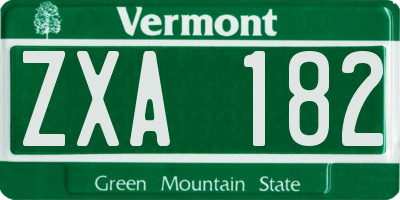 VT license plate ZXA182