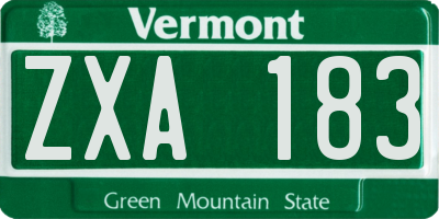 VT license plate ZXA183