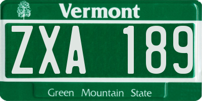 VT license plate ZXA189