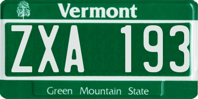 VT license plate ZXA193