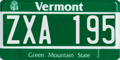 VT license plate ZXA195