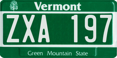 VT license plate ZXA197