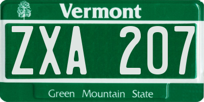 VT license plate ZXA207