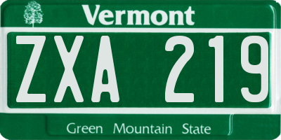 VT license plate ZXA219