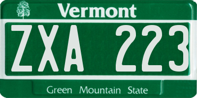VT license plate ZXA223