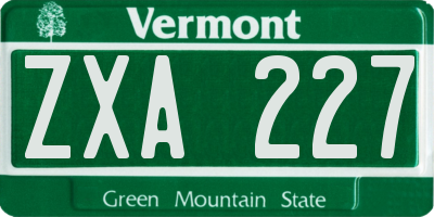 VT license plate ZXA227