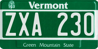 VT license plate ZXA230