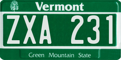 VT license plate ZXA231