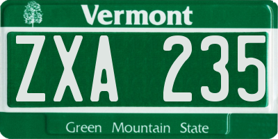 VT license plate ZXA235