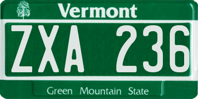VT license plate ZXA236
