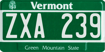 VT license plate ZXA239