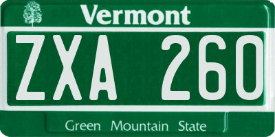 VT license plate ZXA260