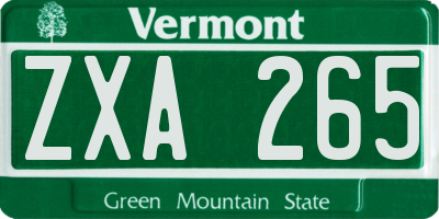 VT license plate ZXA265