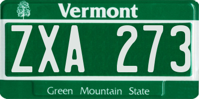 VT license plate ZXA273