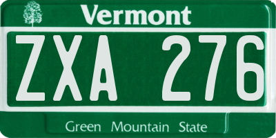 VT license plate ZXA276