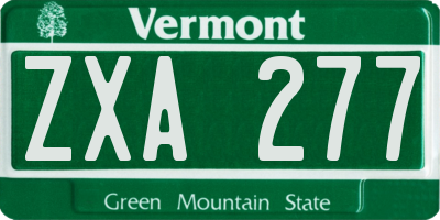 VT license plate ZXA277