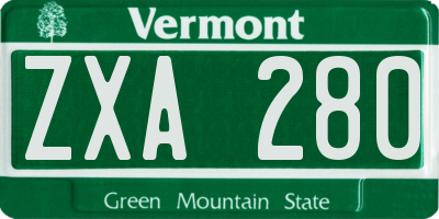 VT license plate ZXA280